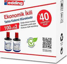 Edding Tahta Kalemi Mürekkebi Kırmızı Ekonomik İkili 100ml x 2