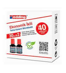 EddingTahta Kalemi Mürekebbi Kırmızı Ekonomik İkili 30ml x 2