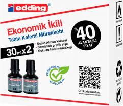 EddingTahta Kalemi Mürekebbi Siyah Ekonomik İkili 30ml x 2