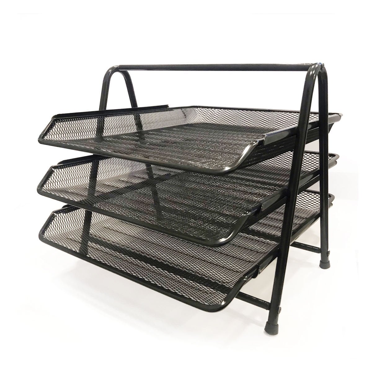 CASSA MASAÜSTÜ PERFORE 3'lü EVRAK RAFI METAL SİYAH RENK