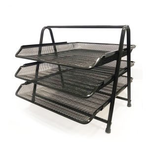 CASSA MASAÜSTÜ PERFORE 3'lü EVRAK RAFI METAL SİYAH RENK